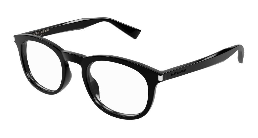 Saint Laurent Black Bold Black Rounded Acetate Eyeglasses