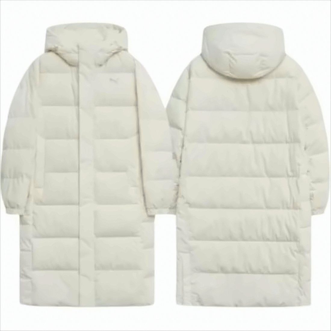 Puma Quilted White Long Padded Coat With Hood