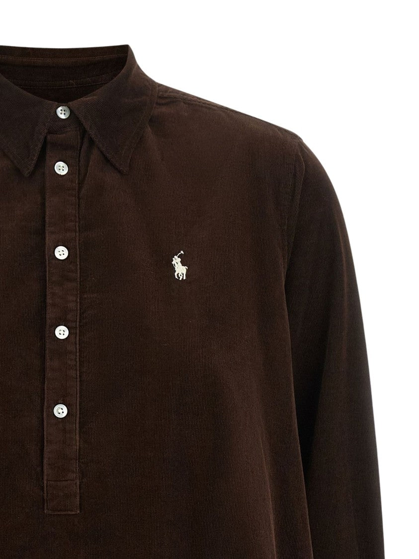 Polo Ralph Lauren Rich Brown Corduroy Shirt Dress With Classic Collar