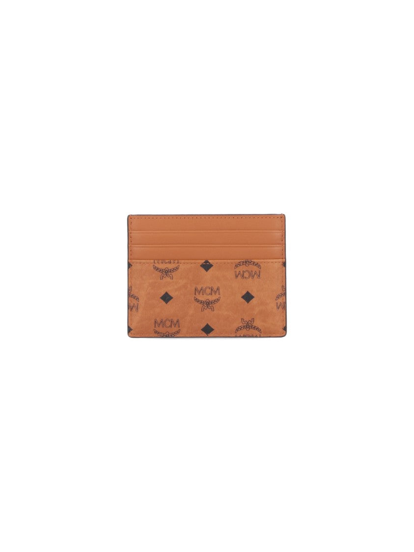 Mcm Brown Visetos Eco-Leather Money Clip Card Holder