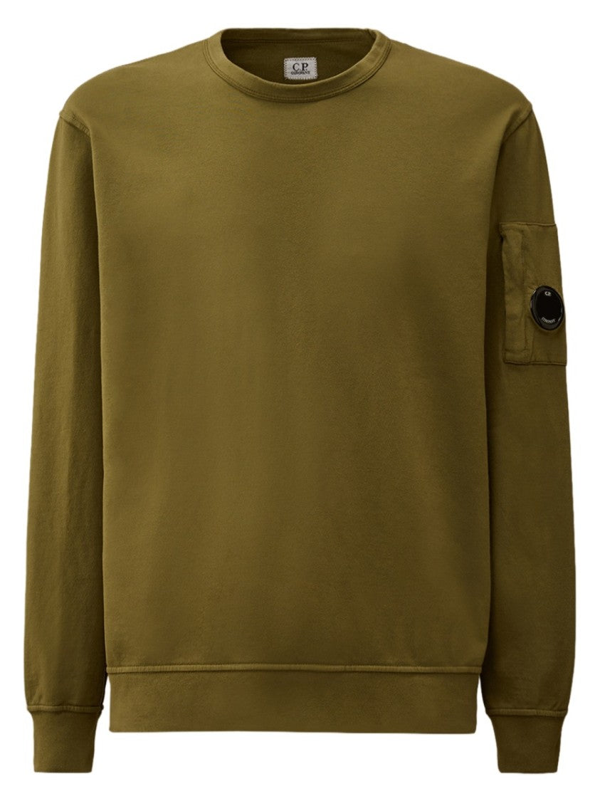 C.P. Company Olive Green Patch Logo Cotton Sweatshirt