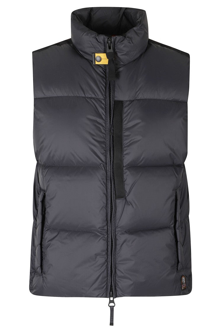 Parajumpers Black High Fleece Collar Quilted Down Vest