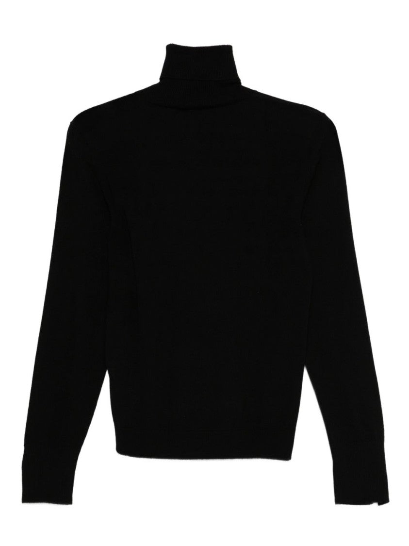 Seventy Sergio Tegon Fitted High Turtleneck Black Wool Sweater