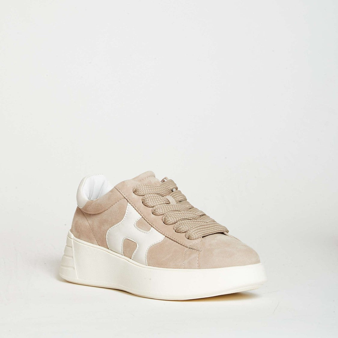 Hogan Premium Suede Beige Rebel Sneakers Logo