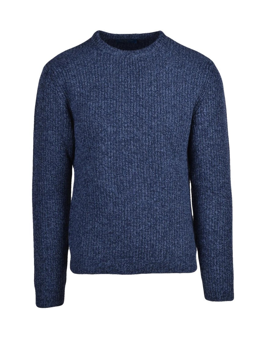 Daniele Fiesoli Ribbed Textured Crewneck Sweater In Deep Blue