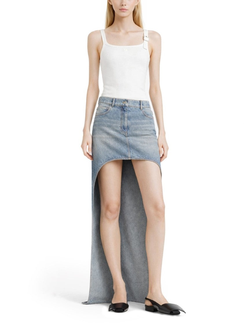 Courrèges Minimalist Stretch Cotton Buckle Tank Top