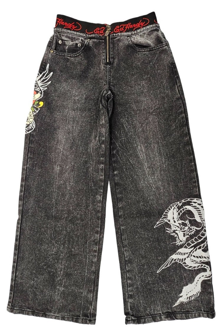 Ed Hardy Lks Dragon Front Zip Jean Pants - Wehd8700-1