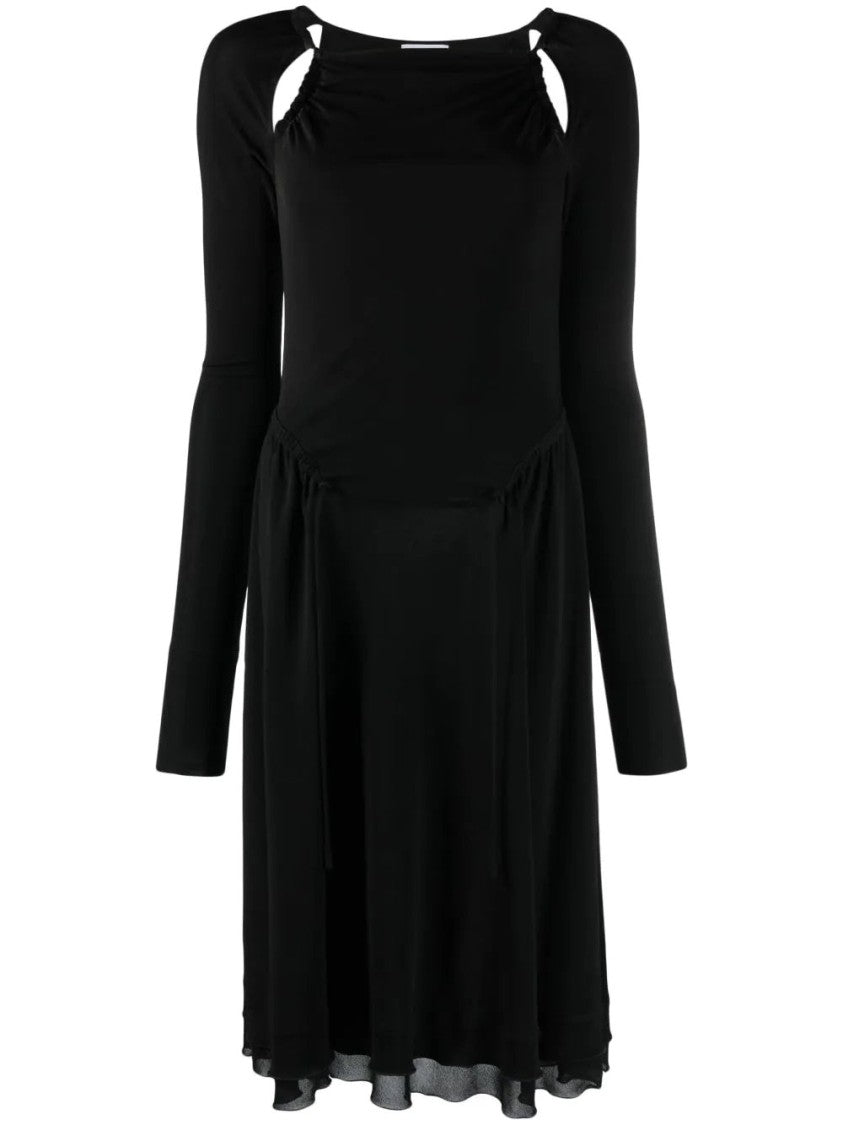 Salvatore Ferragamo Elegant Black Midi Dress With Cut-Out Details