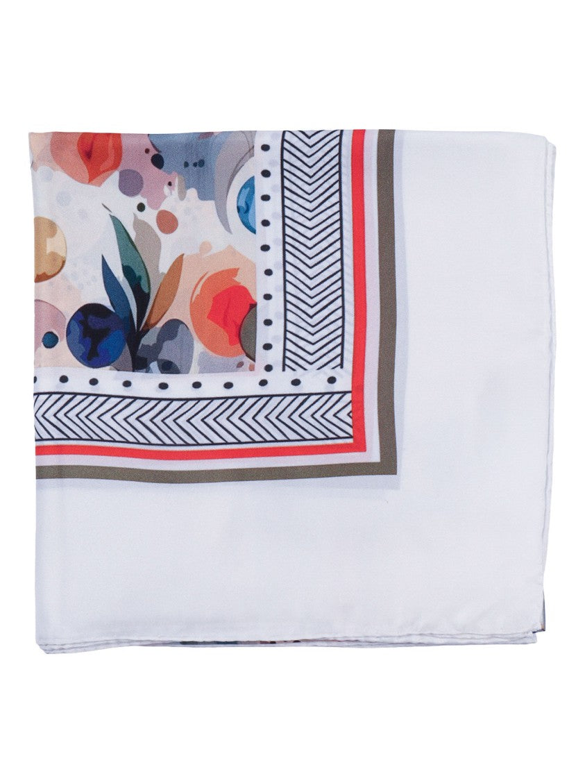 D'aniello White Abstract Geometric Silk Scarf