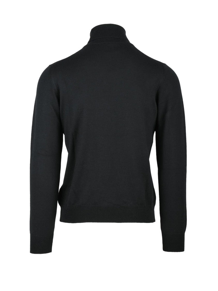 Gran Sasso Black Fine-Knit Turtleneck Sweater