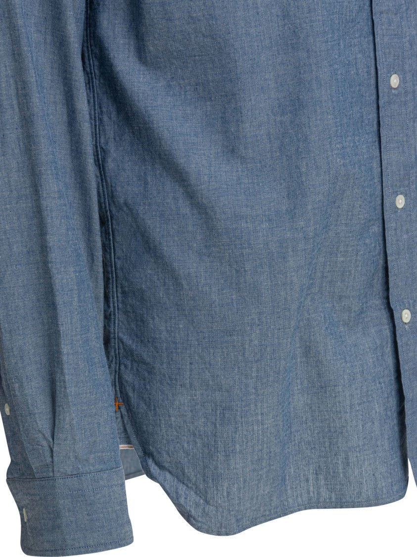 Beams Plus Shirt With Button-Down Collar In Premium Selvedge Chambray