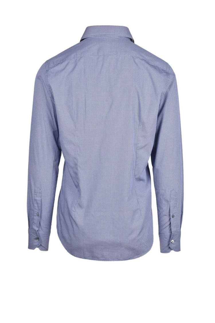 Himon's Blue Brown Geometric Cotton Shirt