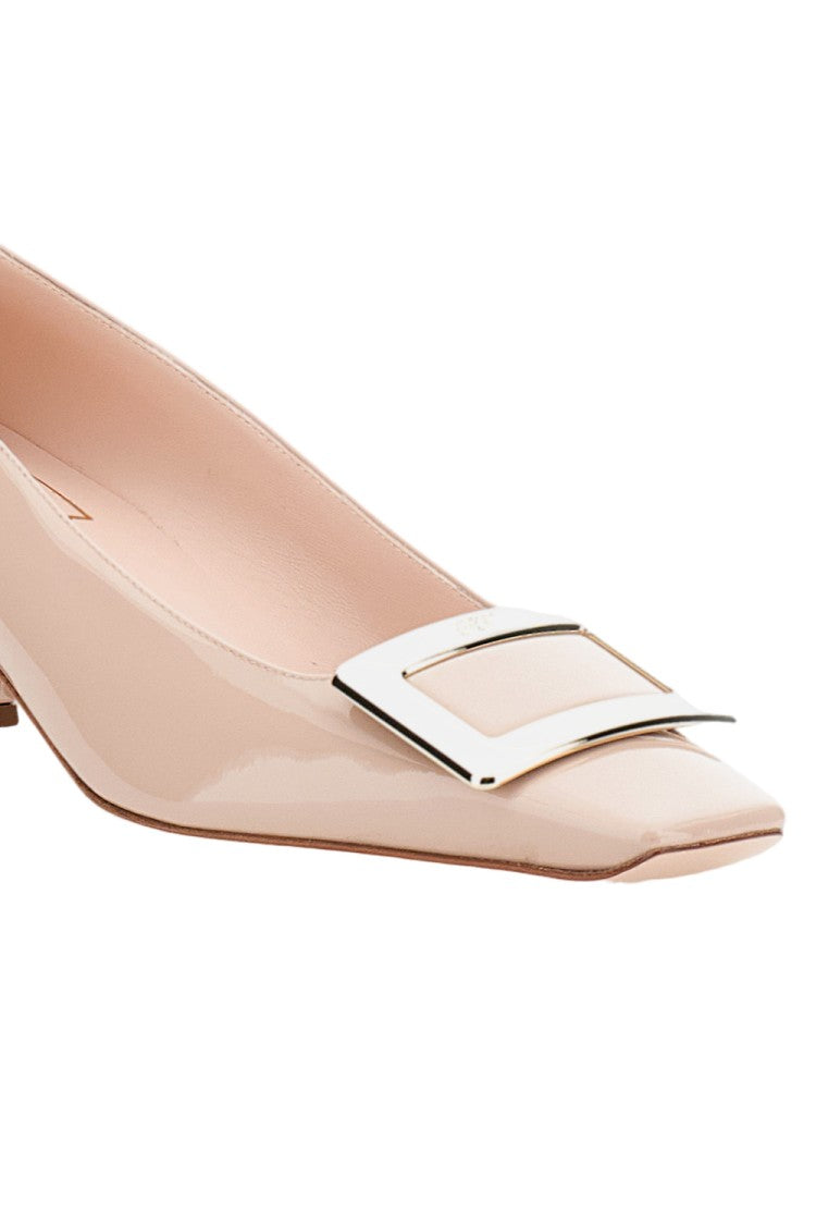 Roger Vivier Patented Pink Pumps With Glossy Finish And Signature Buckle