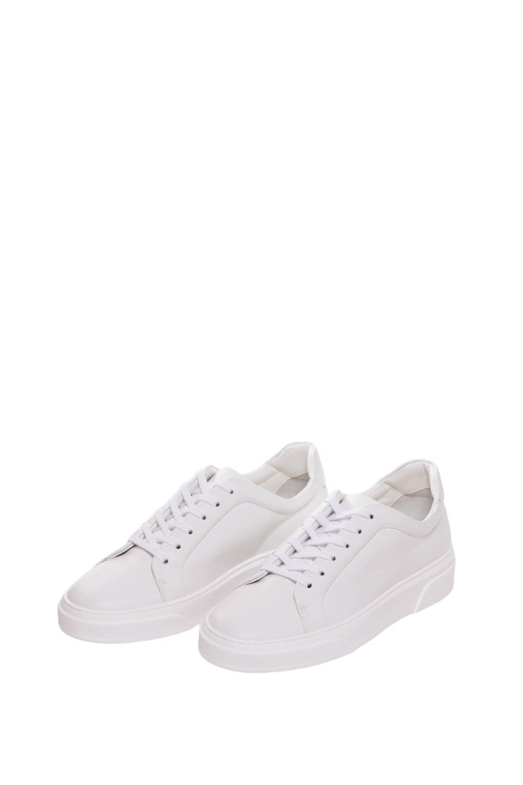 Pantofola D'oro White Calf Leather Padded Collar Sneakers