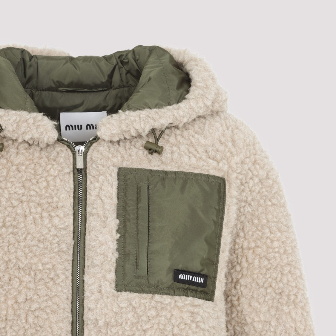 Miu Miu Tailored Wool Blend Jacket With Adjustable Hood