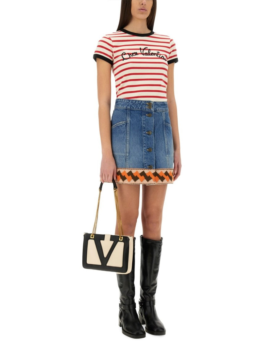 Valentino Striped Cotton Jersey T-Shirt