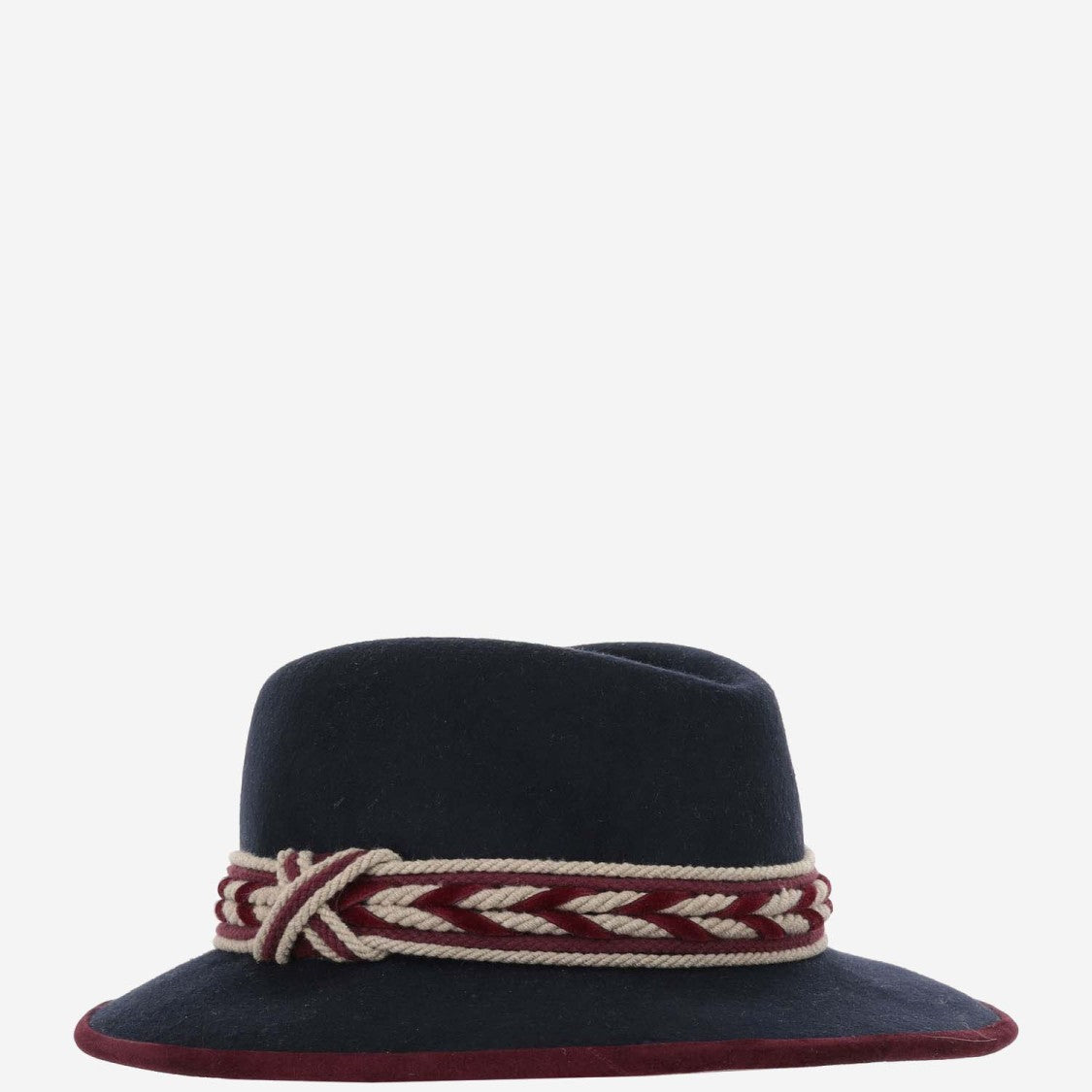 Alexia Alvarez De Toledo Handmade Wool Hat With Wide Brim And Rope Strap Detail