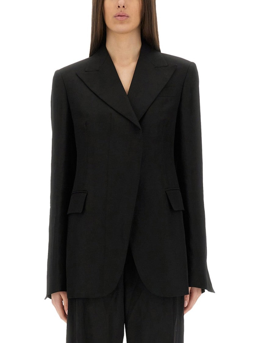 Sportmax Tailored Black Slim-Fit Jacket With Sharp Lapels