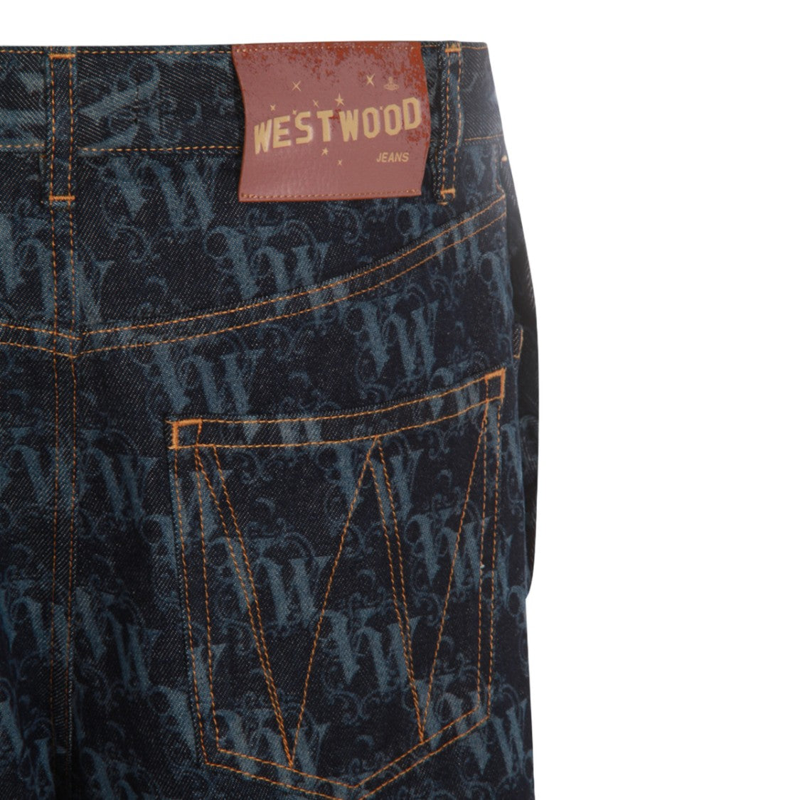Vivienne Westwood Dark Denim Jeans With Monogram Pattern