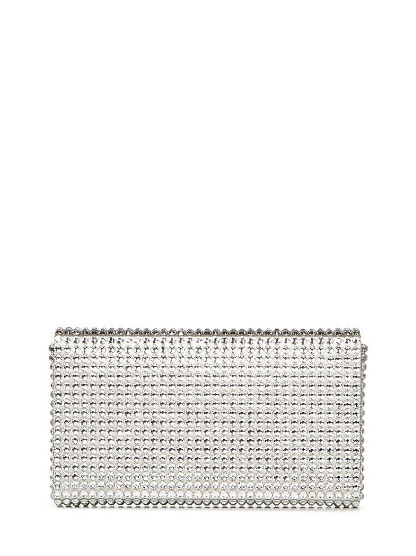 Amina Muaddi Mini Satin Clutch With Detachable Chain Strap