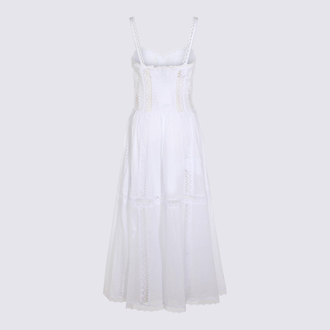 Charo Ruiz Ibiza Cascading White Maxi Dress With Lace Detailing And Braided Straps