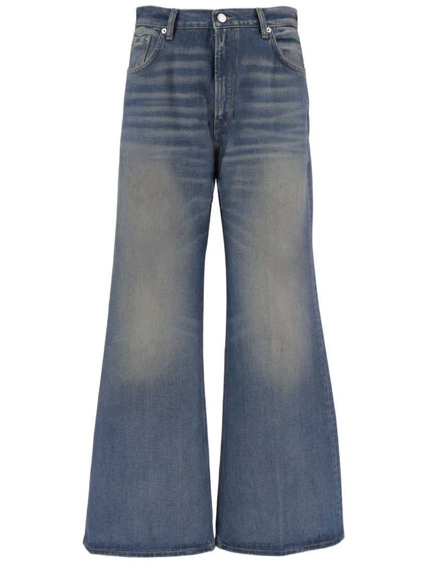Haikure Wide-Leg Cotton Denim Jeans With Washed Effect And Logo Patch