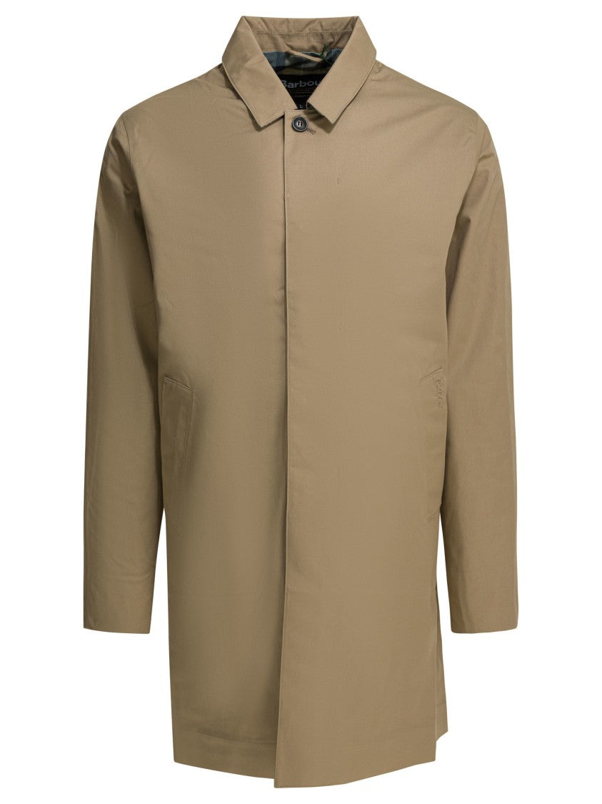 Barbour Waterproof Jacket With Concealed Button Placket And Subtle Stitching