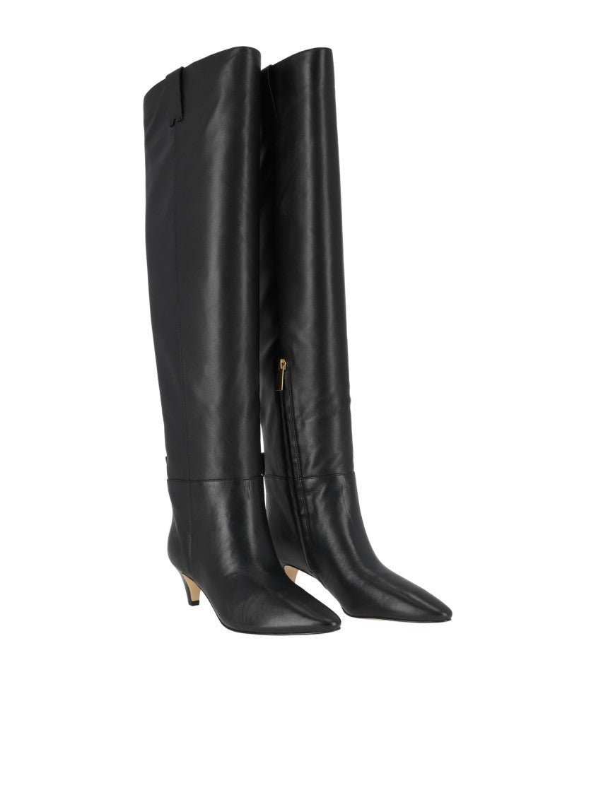 Michael Kors Daniela Pointed-Toe Kitten-Heel Leather Boots