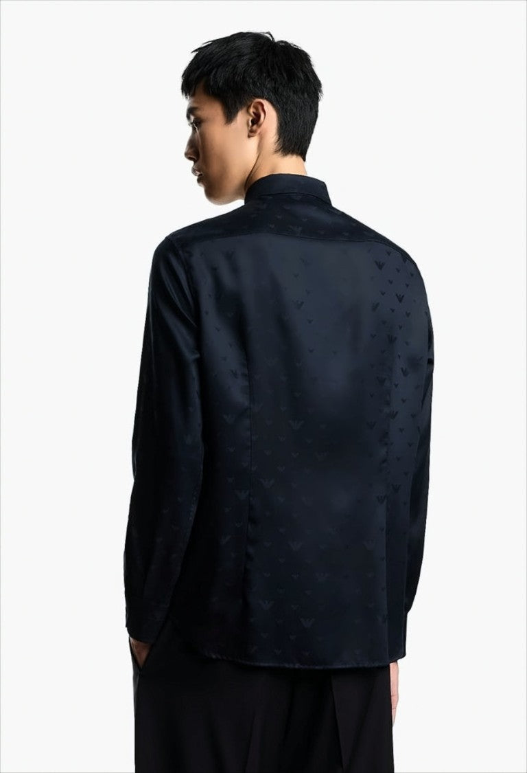 Emporio Armani Lyocell Jacquard Shirt With All-Over Eagle Design
