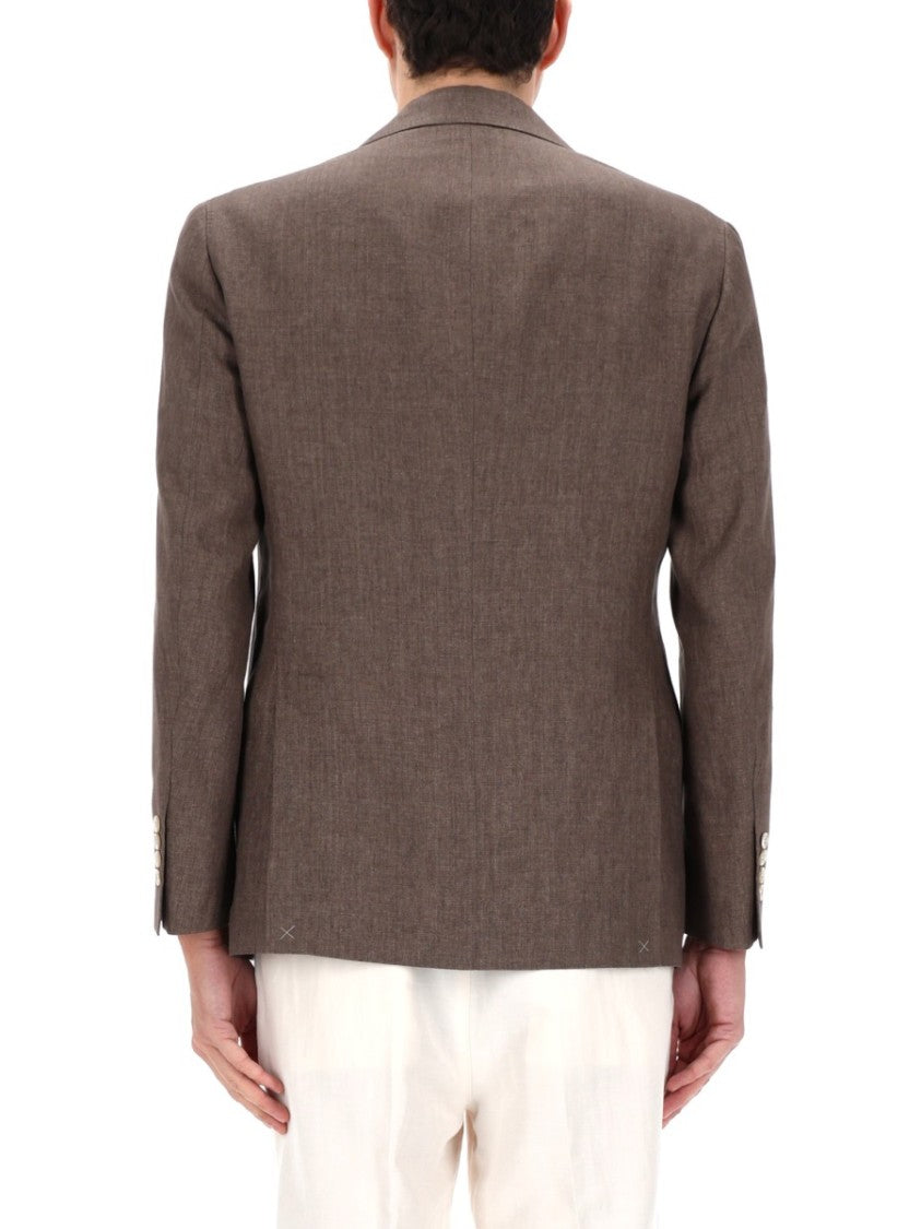 Brunello Cucinelli Single-Breasted Flap-Pocket Linen Blazer
