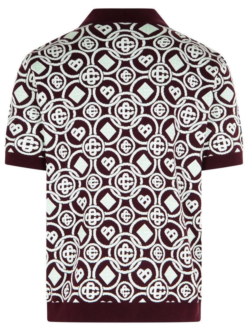 Casablanca Monogram' Burgundy Cotton Polo Shirt