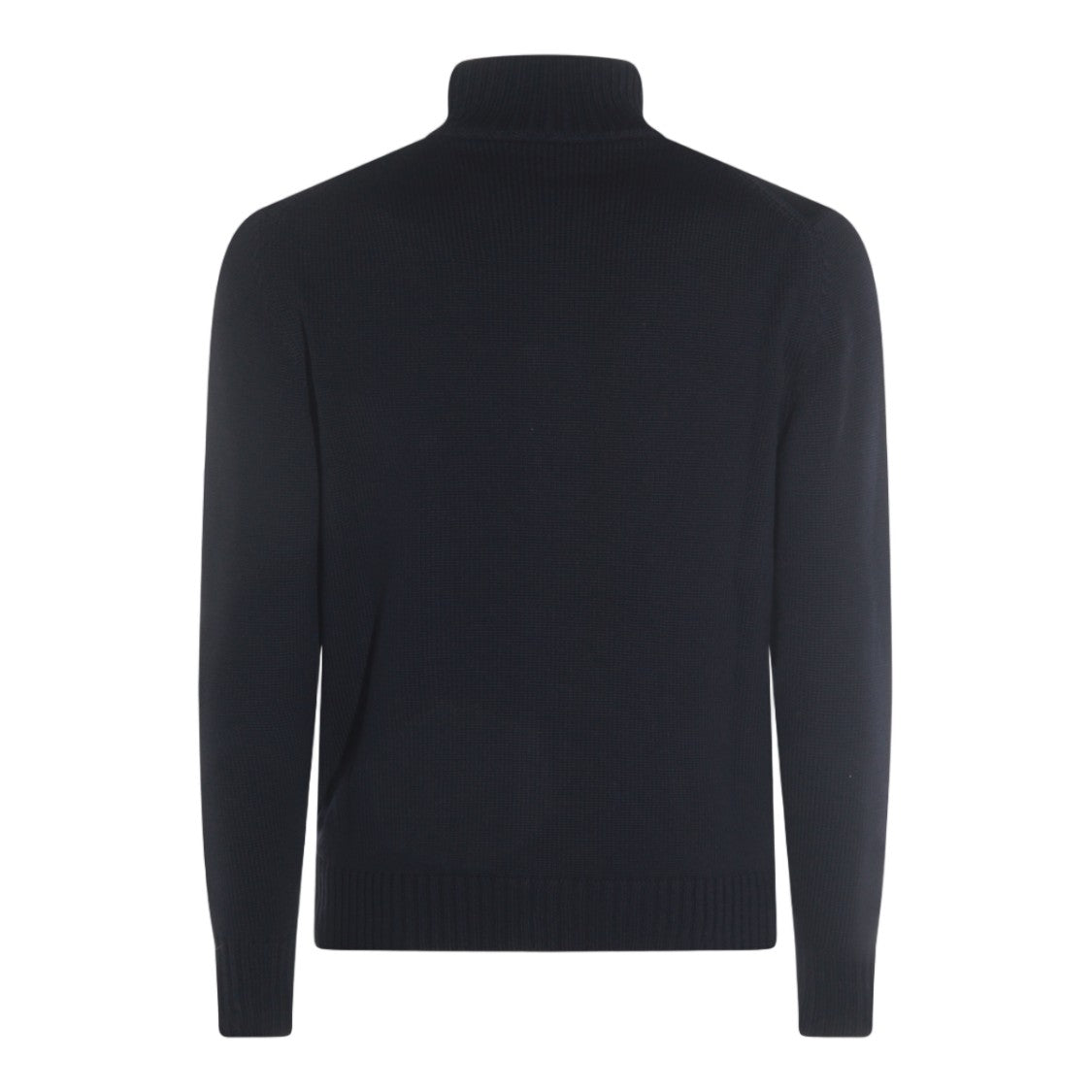 Zanone Black Buttoned High-Collar Knit Sweater