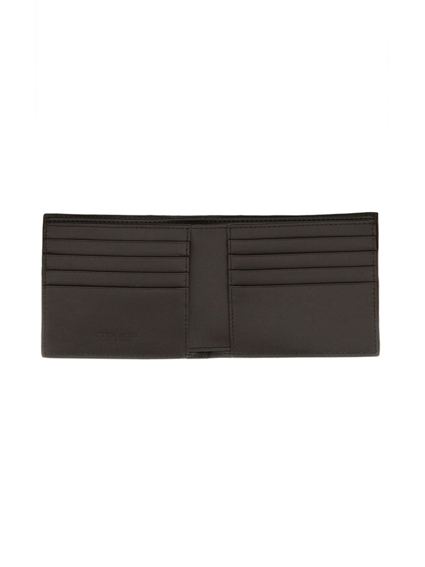 Bottega Veneta Bi-Fold Wallet With Woven Leather And Smooth Finish