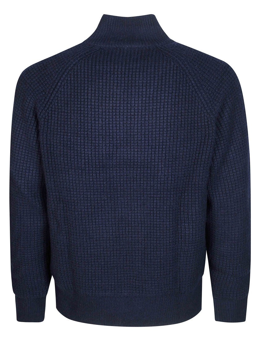 Altea Textured High Collar Full-Zip Sweater