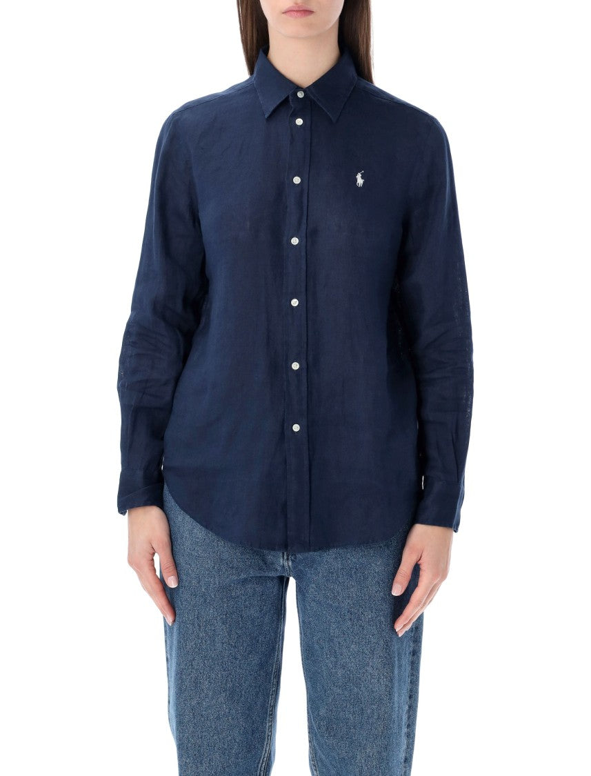 Polo Ralph Lauren Long-Sleeved Linen Shirt With Pointed Collar
