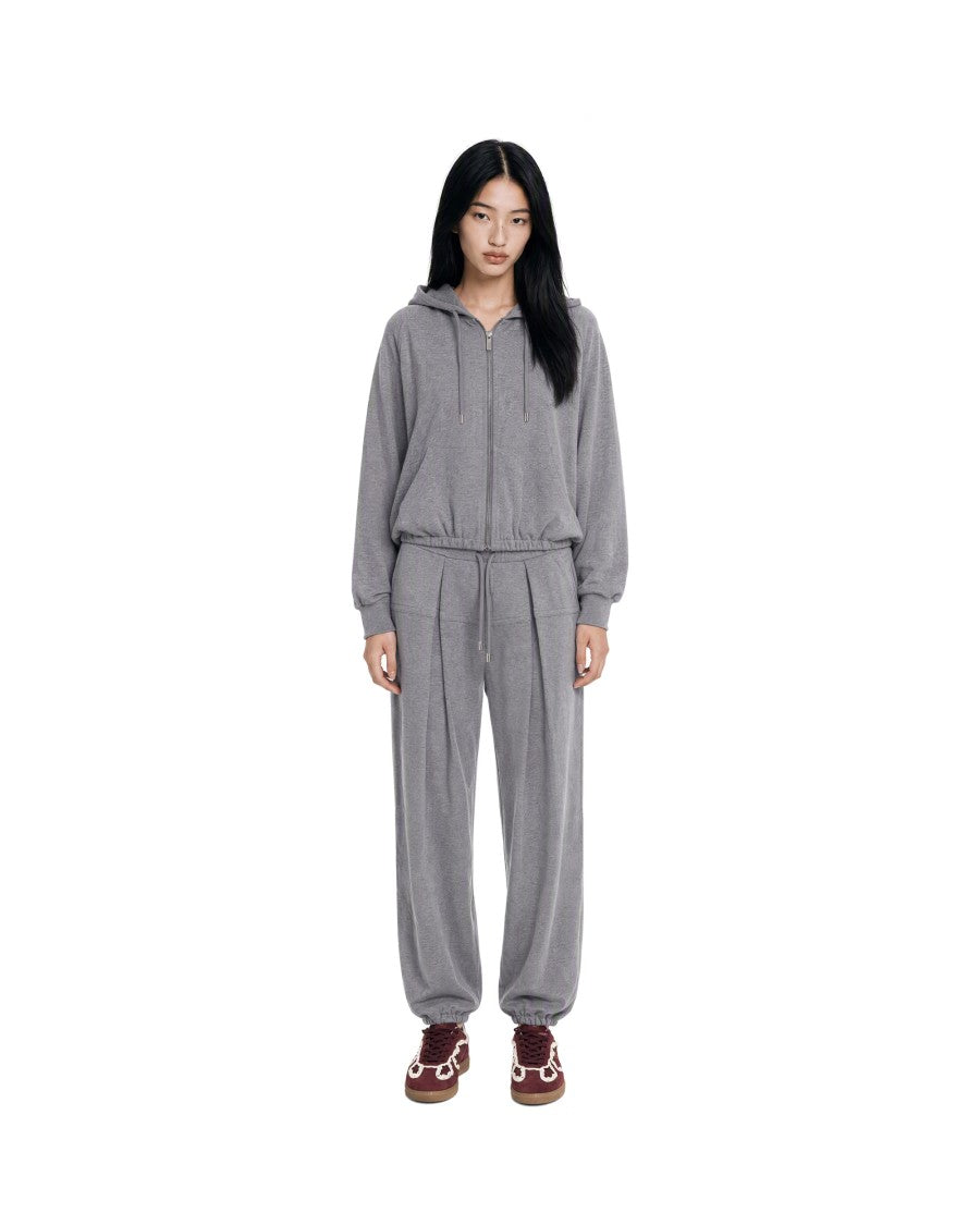 Sportmax Grey Relaxed-Fit Cotton Fleece Drawstring Sweatpants
