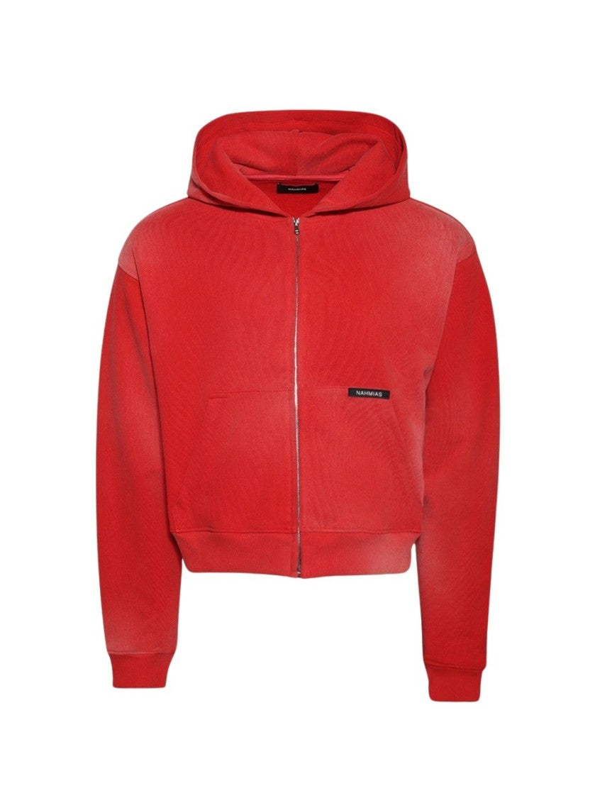 Nahmias Sunfade Boxy Zip Up Hoodie Sundace Cherry
