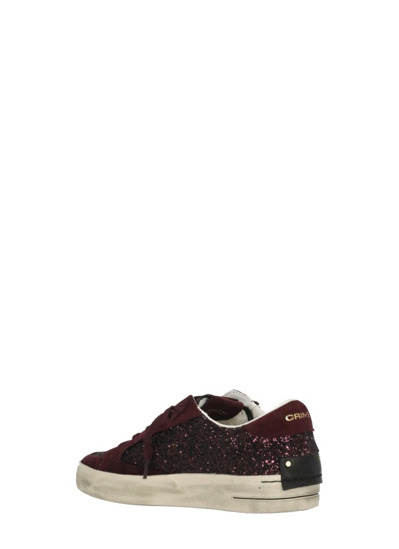 Crime London Bordeaux Sk8 Deluxe Glitter Suede Leather Sneakers
