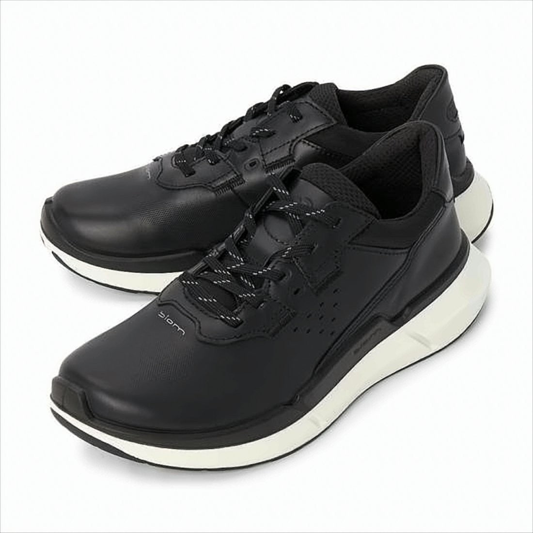 Ecco Black Leather Sneaker With Perforated Detailing