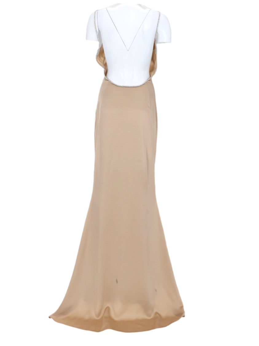 Tom Ford Sleeveless Satin Evening Gown With Chain Embroidery