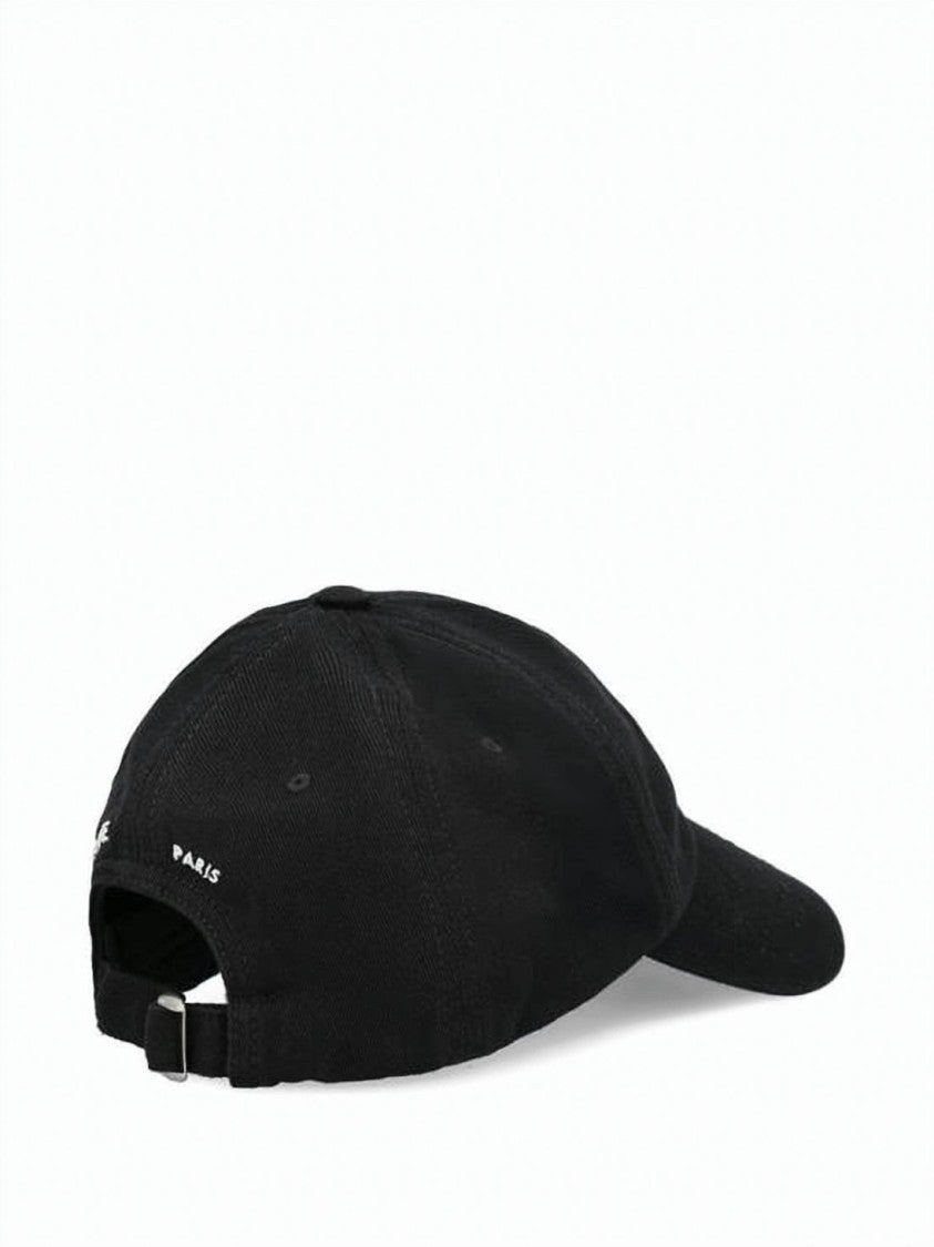 Celine Cotton Black Baseball Cap With Embroidered Logo