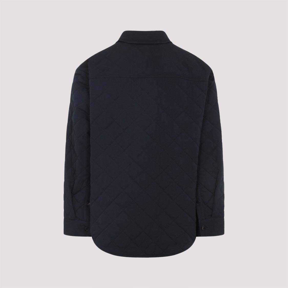 Bottega Veneta Quilted Black Shirt Jacket With Pointed Collar