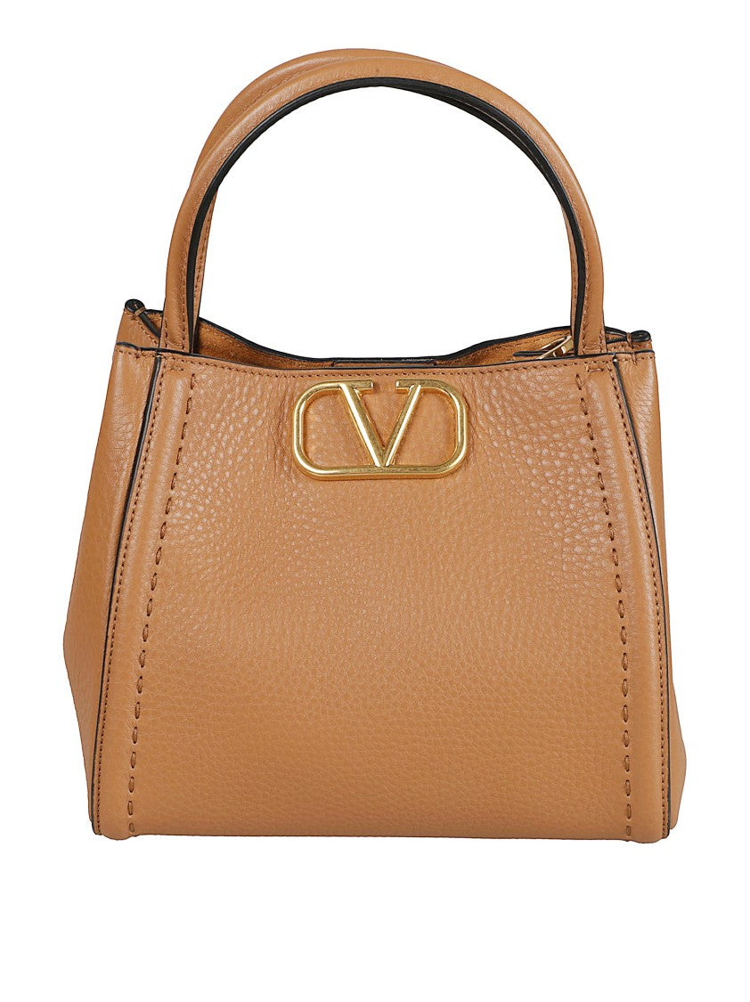 Valentino Garavani Structured Medium Handbag In Grained Calfskin