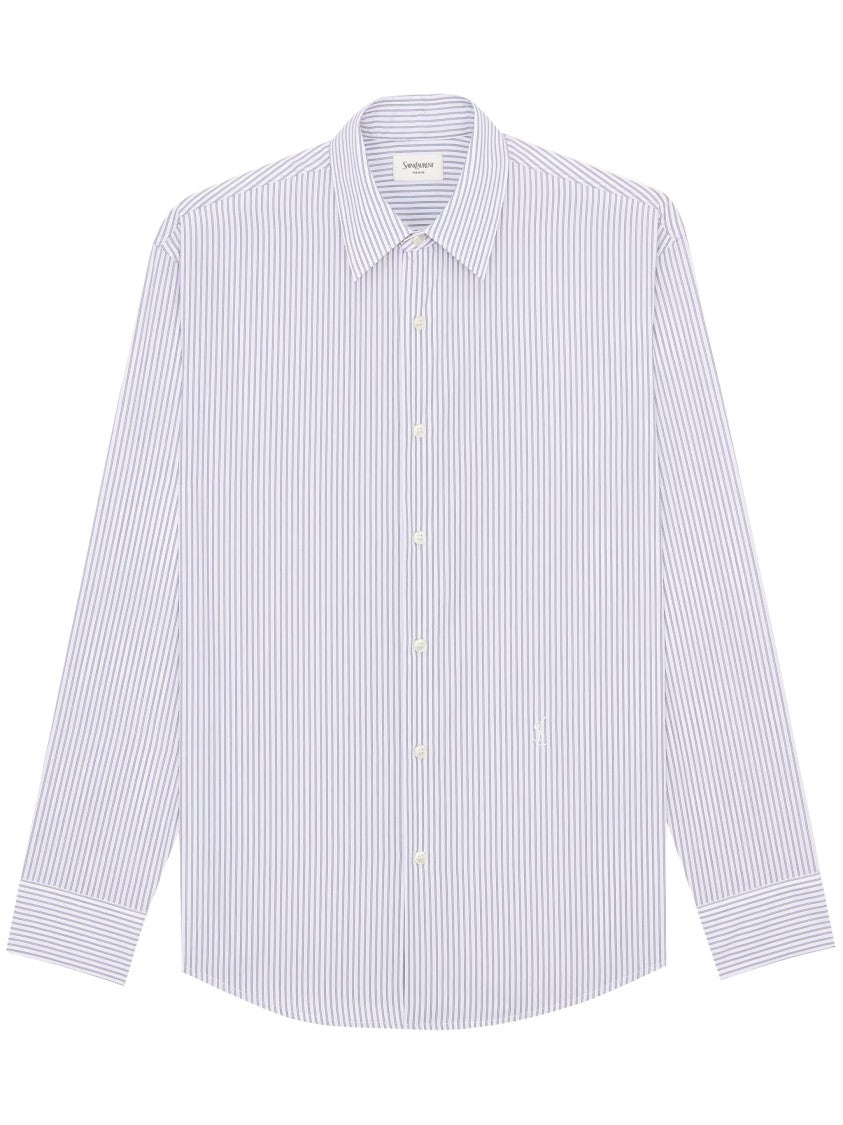 Saint Laurent Cassandre Long-Sleeve Stripe Shirt