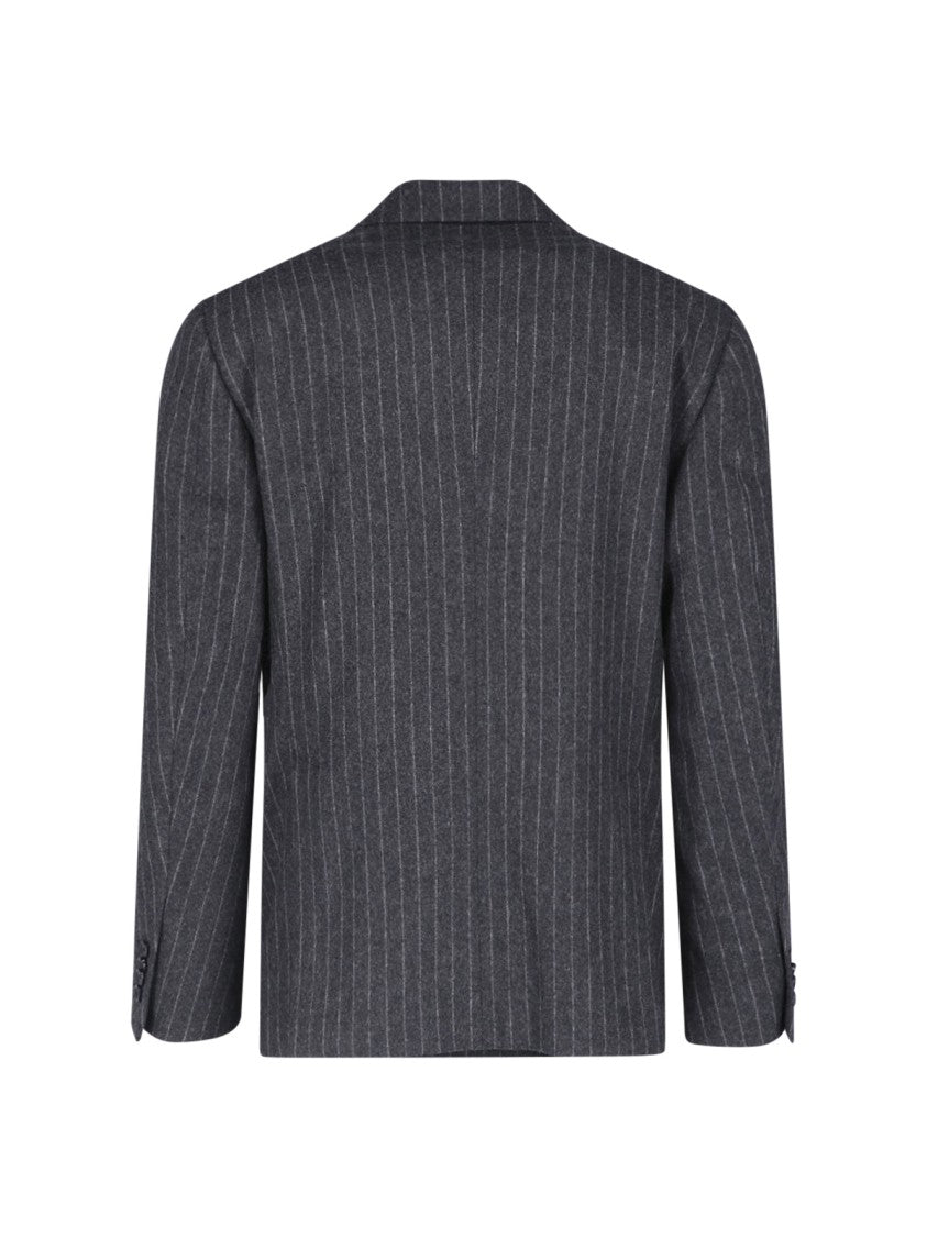 Lardini Double-Breasted Virgin Wool Suit With Pinstripe Design