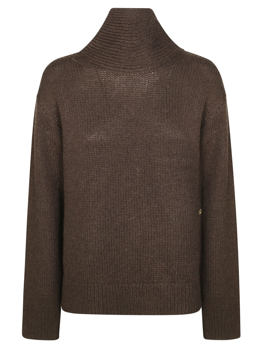 Ganni Chunky Yak Mix Open Back Pullover