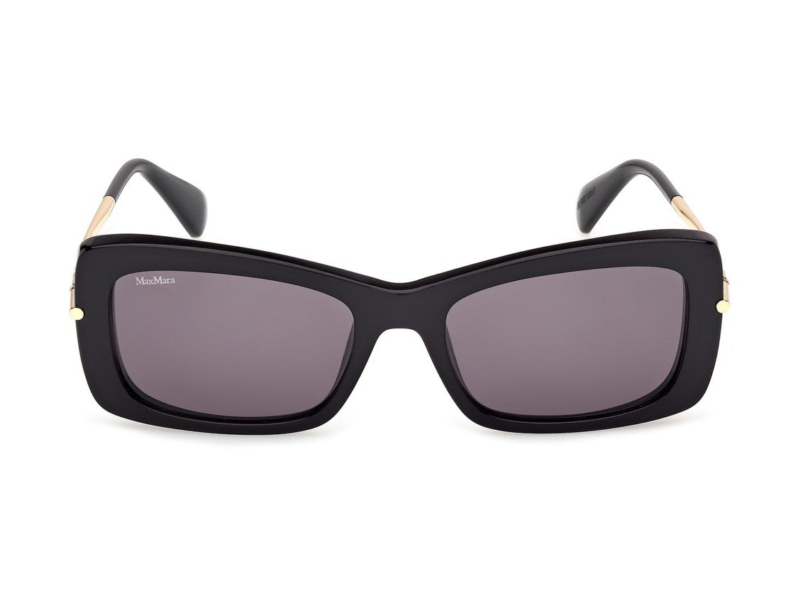 Max Mara Glossy Black Mm0194 Oversized Square Acetate Sunglasses