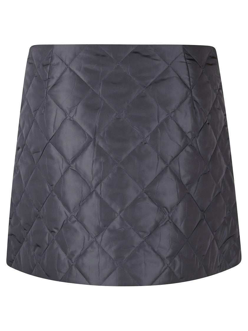 Prada Quilted Grey Skirt With Structured Silhouette