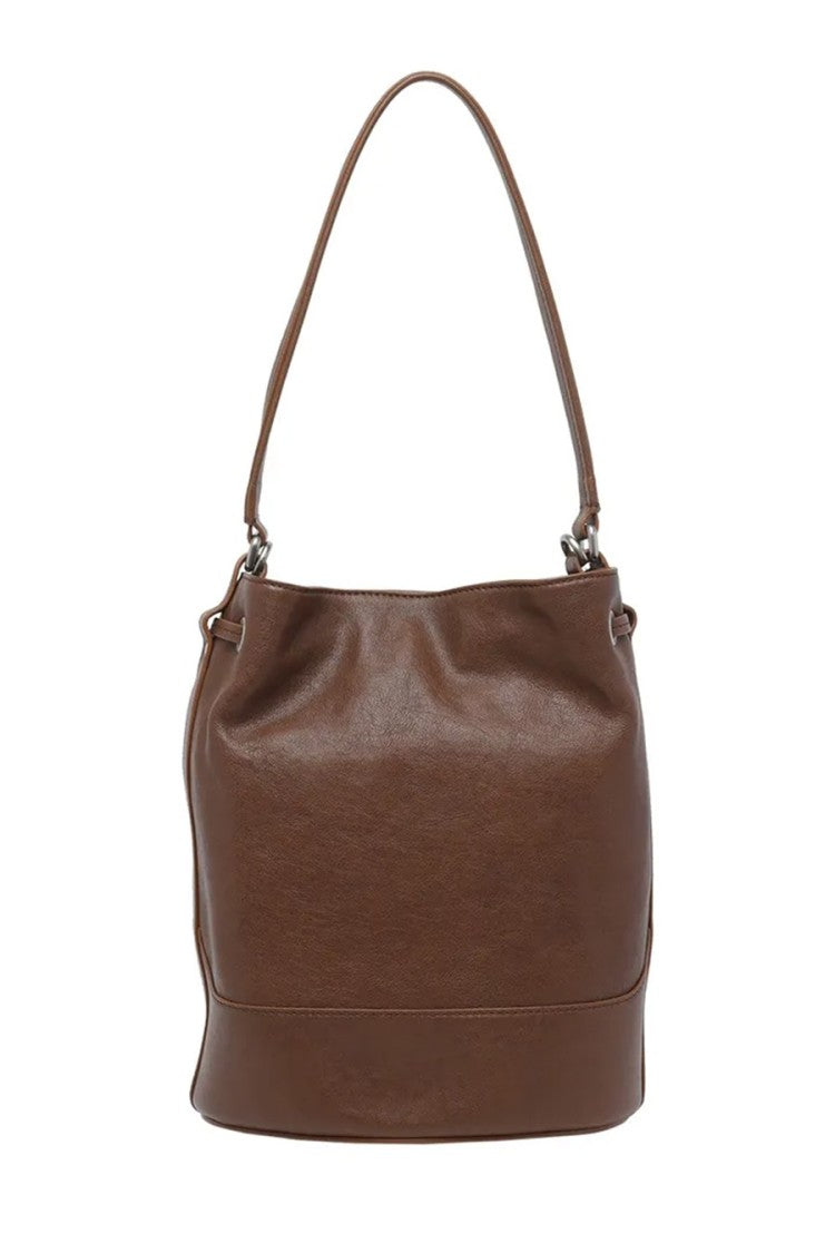 Zanellato Brown Leather Turn-Lock Drawstring Bucket Bag