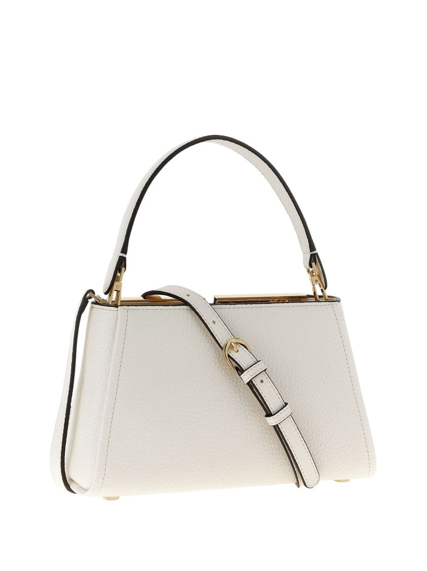 Elisabetta Franchi Geometric Gold Detail Leather Handbag